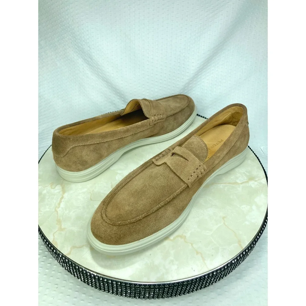 Peter Millar Excursionist Penny Loafers Mens 9.5 Brown Suede Preppy Shoes New